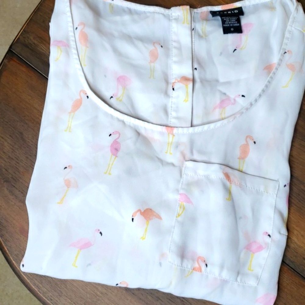 Torrid NWOT Abbey Flamingo Georgette Button Back Blouse Sz 0